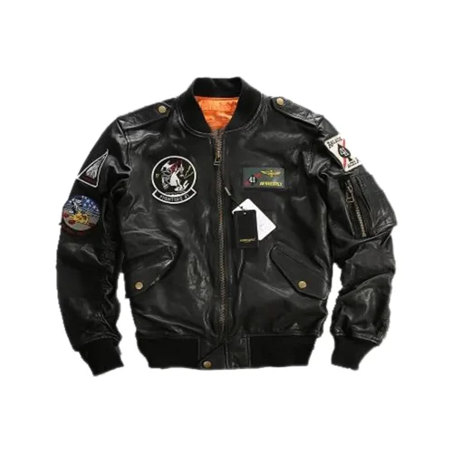 top gun aviator leather bomber jacket